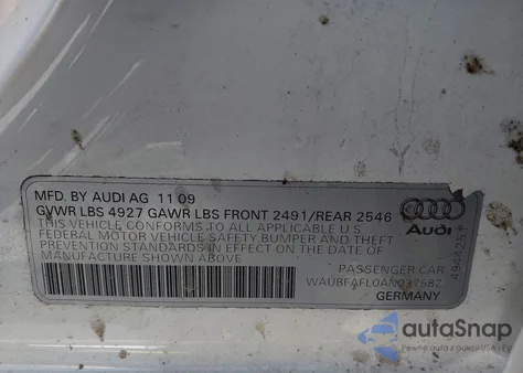 2010 Audi A4 2.0T Premium из США, поврежденный, VIN WAUBFAFL0AN037582